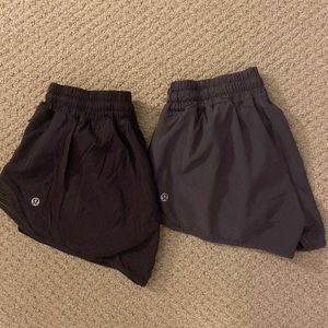 Lululemon hottie hot shorts (2 pairs) both size 6 with 2.5 inch inseam